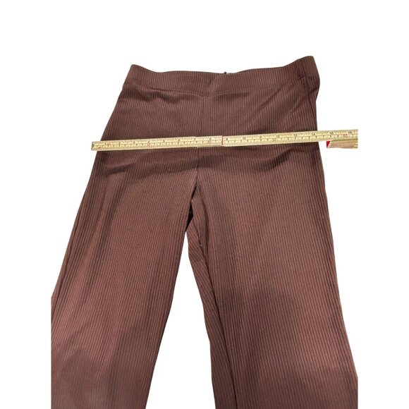 H&M Womens Ribbed Flare Pants Brown M Polyester & Elastane - Picture 9 of 11